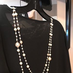 Chanel copy — Pearl and gold double layer necklace